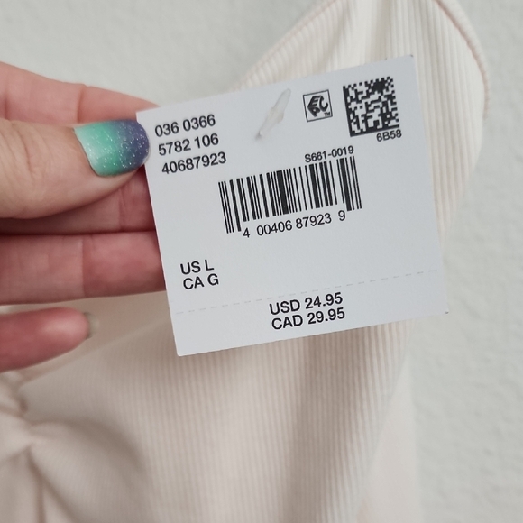 American Eagle Outfitters Ribbed Cream Bodysuit - Picture 5 of 7